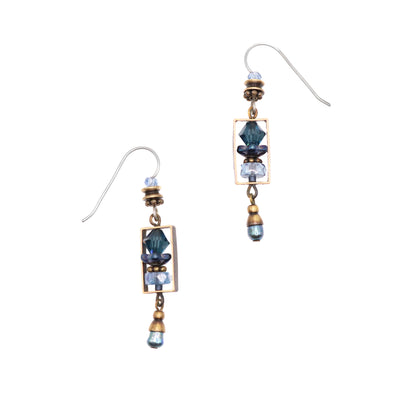 Tofino Blue Rectangle Earrings hand crafted by artist Honica.