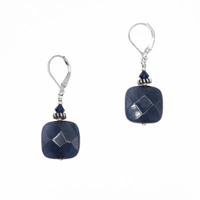 Blue Jade Square Earrings hand crafted by artist Karley Smith.