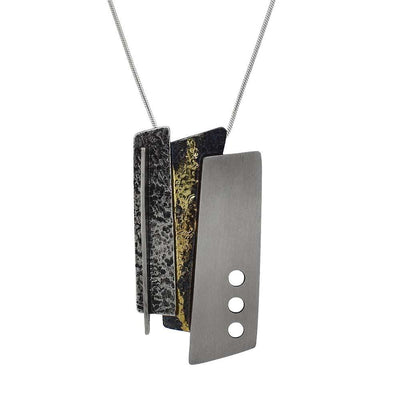 Black Oxidized Silver and Gold Pendant
