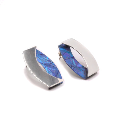 Blue Titanium Illusion Earrings handmade by Jean-Yves Nantel.