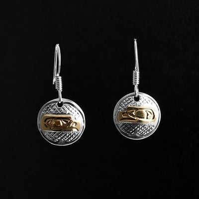 Small Round Silver and Gold Eagle Earrings