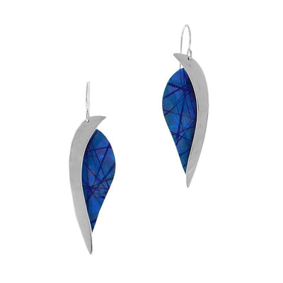 Leaf Style Blue Titanium Earrings