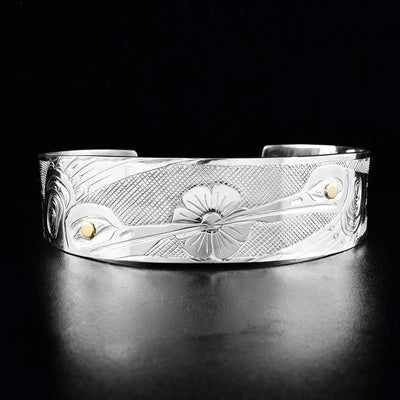 Sterling Silver and 14K Gold Hummingbird Cuff Bracelet