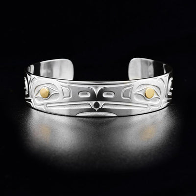 Sterling Silver and 18K Gold Double Raven Cuff Bracelet