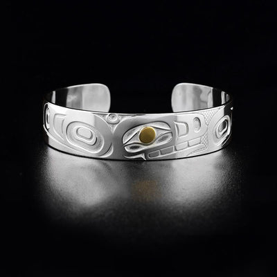 Silver and 18K Gold Orca cuff Bracelet