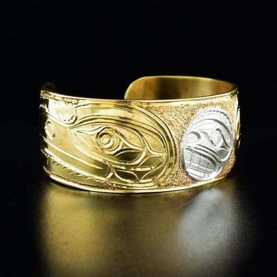 Orca and Eagle Cuff Bracelet front view