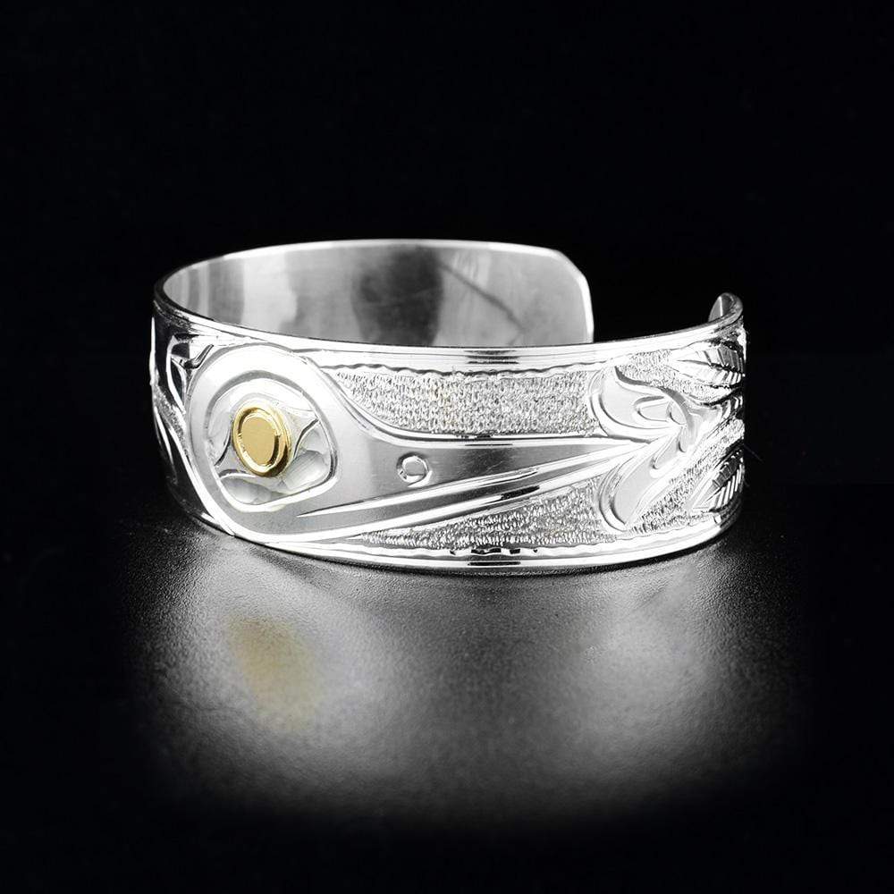 Sterling Silver and 14K Gold 3/4" Hummingbird Bracelet