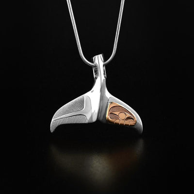 Silver and Half Rose Gold Whale Tail
