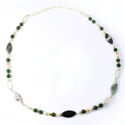 BC Jade, Pearl and Jasper Necklace