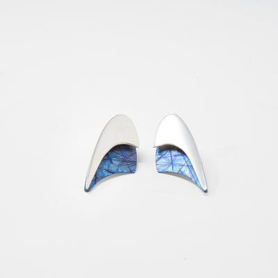 Blue Titanium Horn Stud Earrings