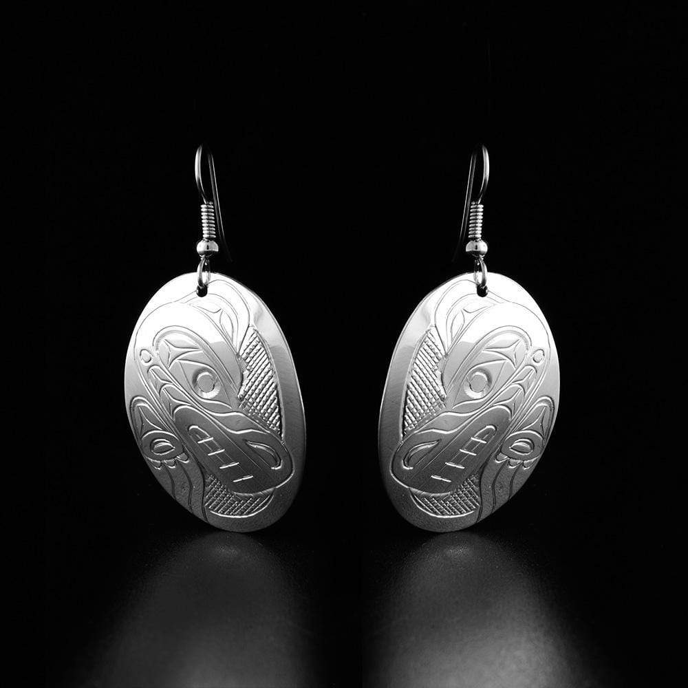 Sterling Silver Oval Bear Earrings