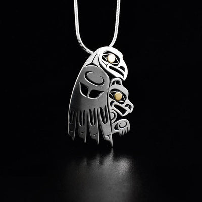 Small Sterling Silver and 18K Gold Eagle and Bear Pendant