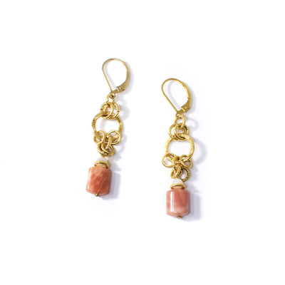 Peach Moonstone and Mother of Pearl Earrings