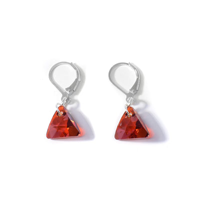Red Swarovski Crystal Pyramid Earrings