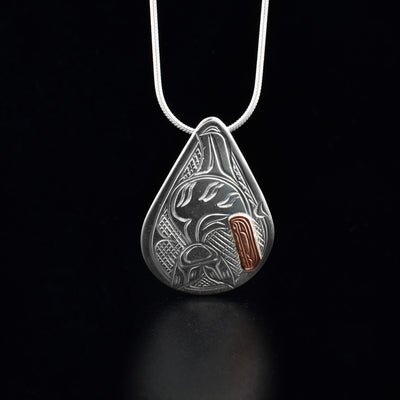 Rose Gold and Silver Teardrop Orca Pendant