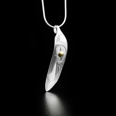 Silver and Gold Eagle Feather Pendant