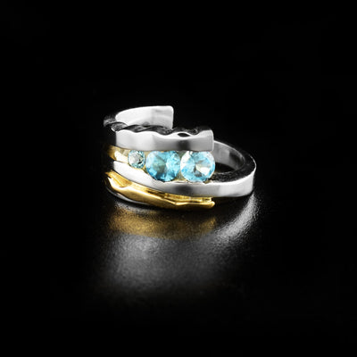 Sterling Silver and 14K Gold Blue Topaz Ring