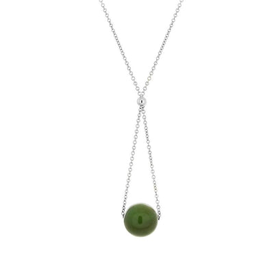 This Sterling Silver BC Jade Chandelier Necklace is hand crafted by artist Pamela Lauz. The necklace is made using sterling silver and genuine BC Jade.  The necklace is 17" long and the pendant measures 1.5" x 0.5".