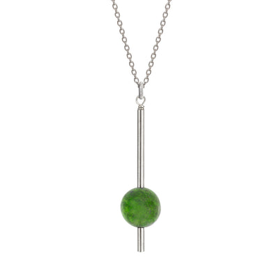 Sterling Silver BC Jade Nephrite Pendulum Necklace