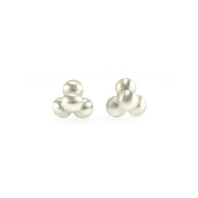 Sterling Silver Bubble Studs handcrafted by artist Dushka Vujovic. Each earring measures 0.25" x 0.31".