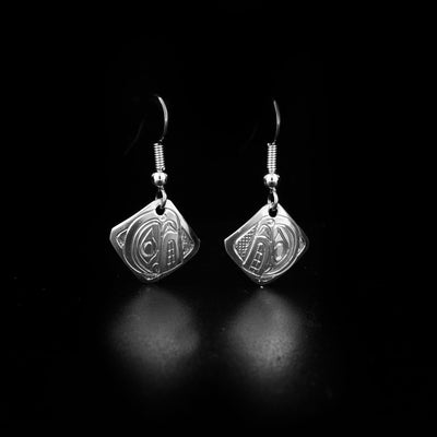 Sterling Silver Diamond-Shaped Orca Mini Dangle Earrings