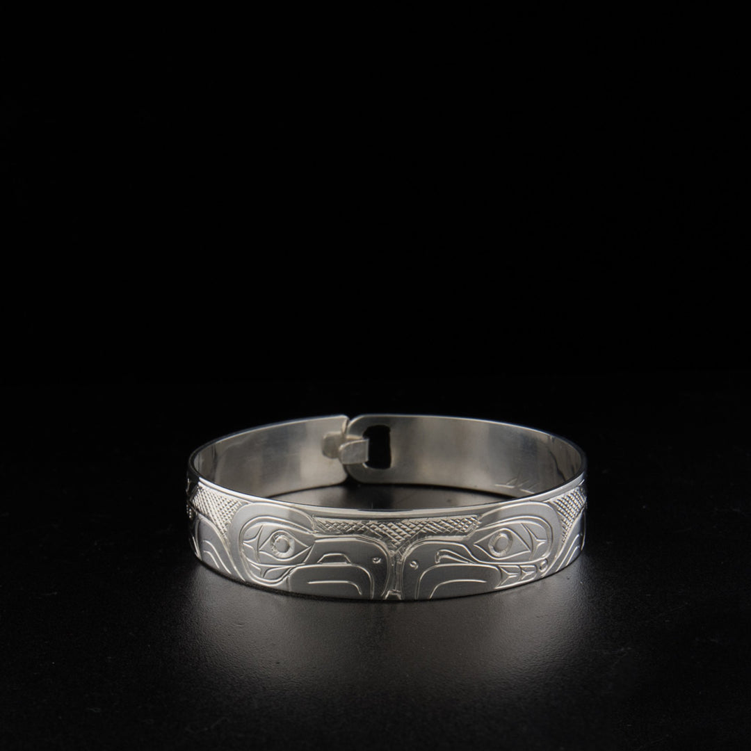 Sterling silver double eagle clasp bracelet