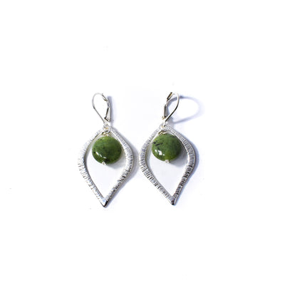 Sterling Silver Leaf Earrings with BC Jade Coins