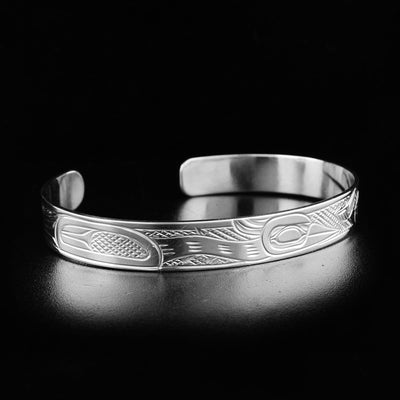 Sterling Silver 3/8" Heron and Salmon Bracelet