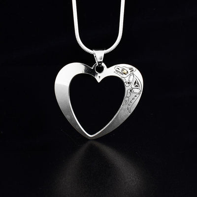 Sterling Silver and 18K Gold Wolf Heart Pendant