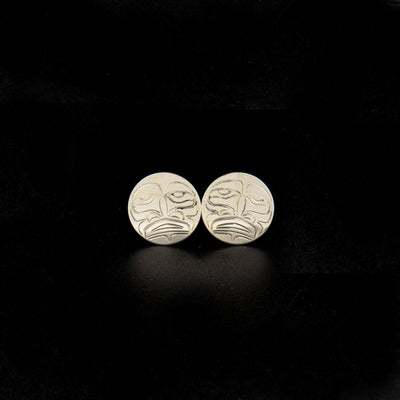 Canadian Indigenous, Hand Carved Sterling Silver Moon Cuff Links, First Nations Native Jewellery, Kwakwaka'wakw