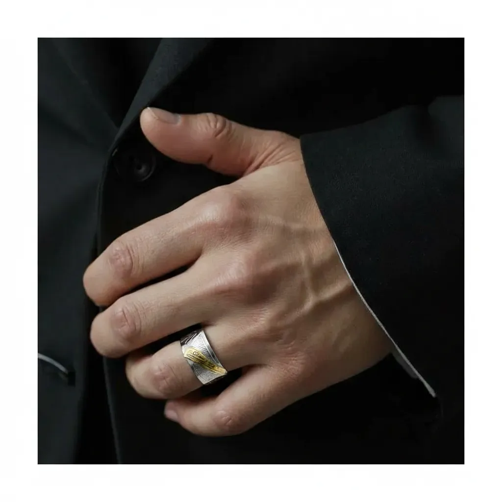 3/8" Sterling Silver & 10k Gold Raven Band Ring - Artina's Jewellery