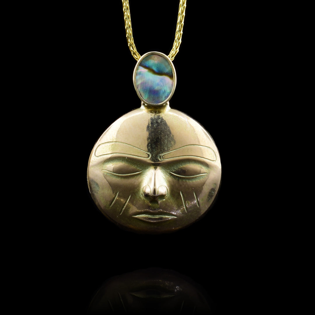 Circle Moon Gold Pendant with Abalone - Artina's Jewellery