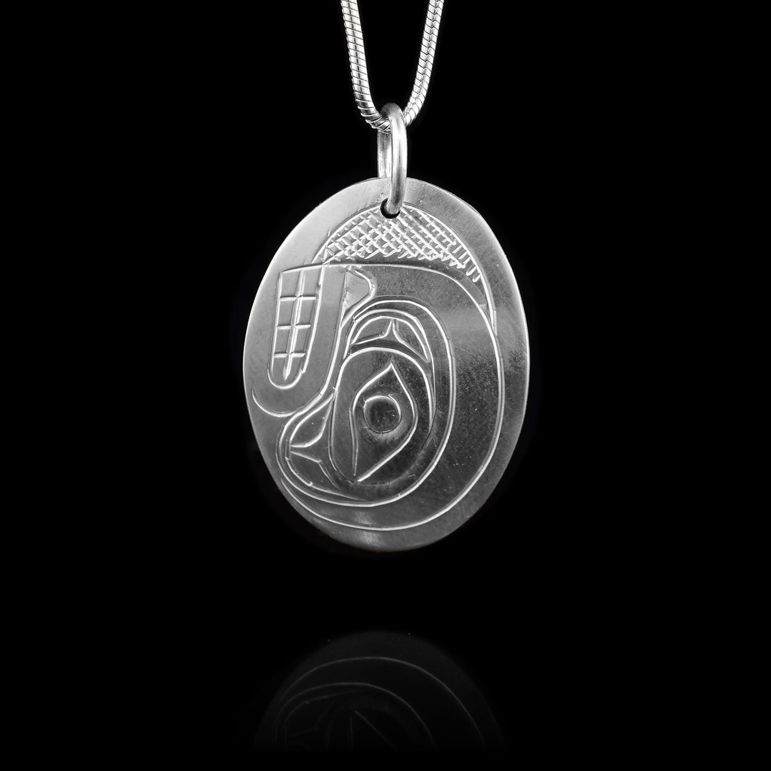 1.25" Orca Oval Sterling Silver Pendant