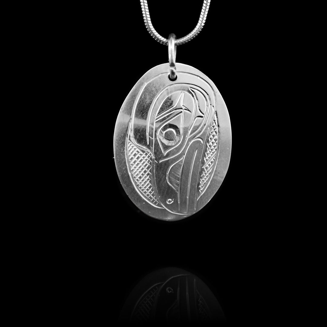 1.25" Raven Oval Sterling Silver Pendant