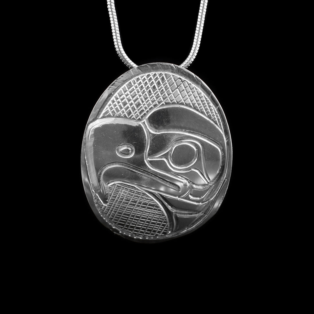 1.25" Sterling Silver Oval Eagle Pendant