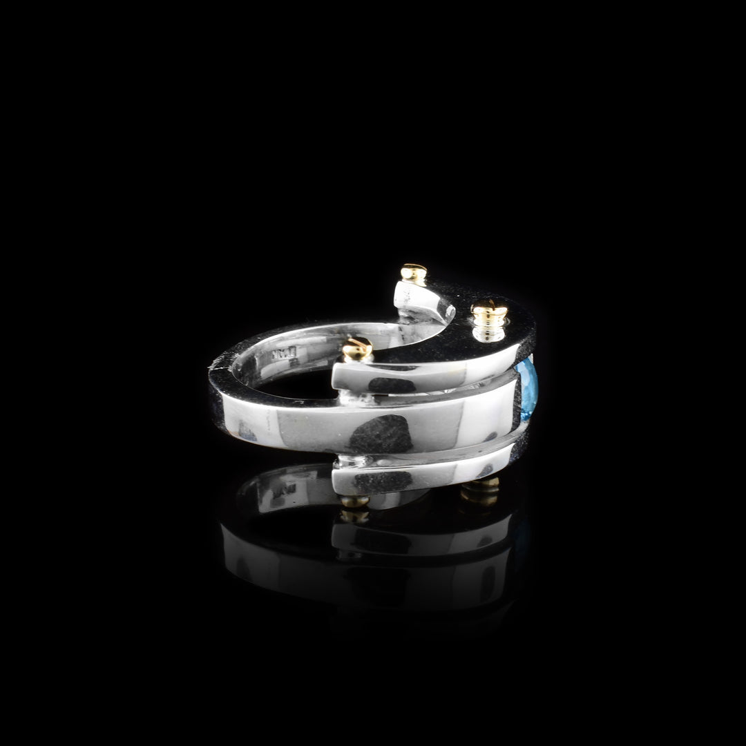 14K Gold Blue Topaz Sterling Silver Ring - Artina's Jewellery