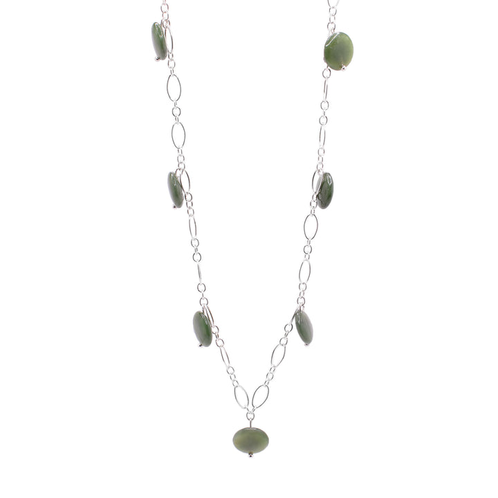 Dainty Silver Jade Chain Necklace