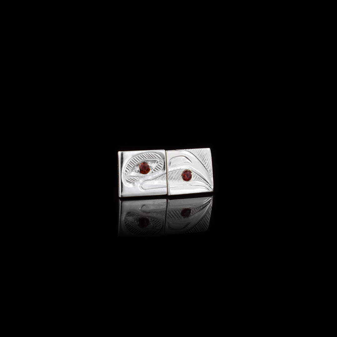 Square Raven Silver Garnet Earrings Studs - Artina's Jewellery