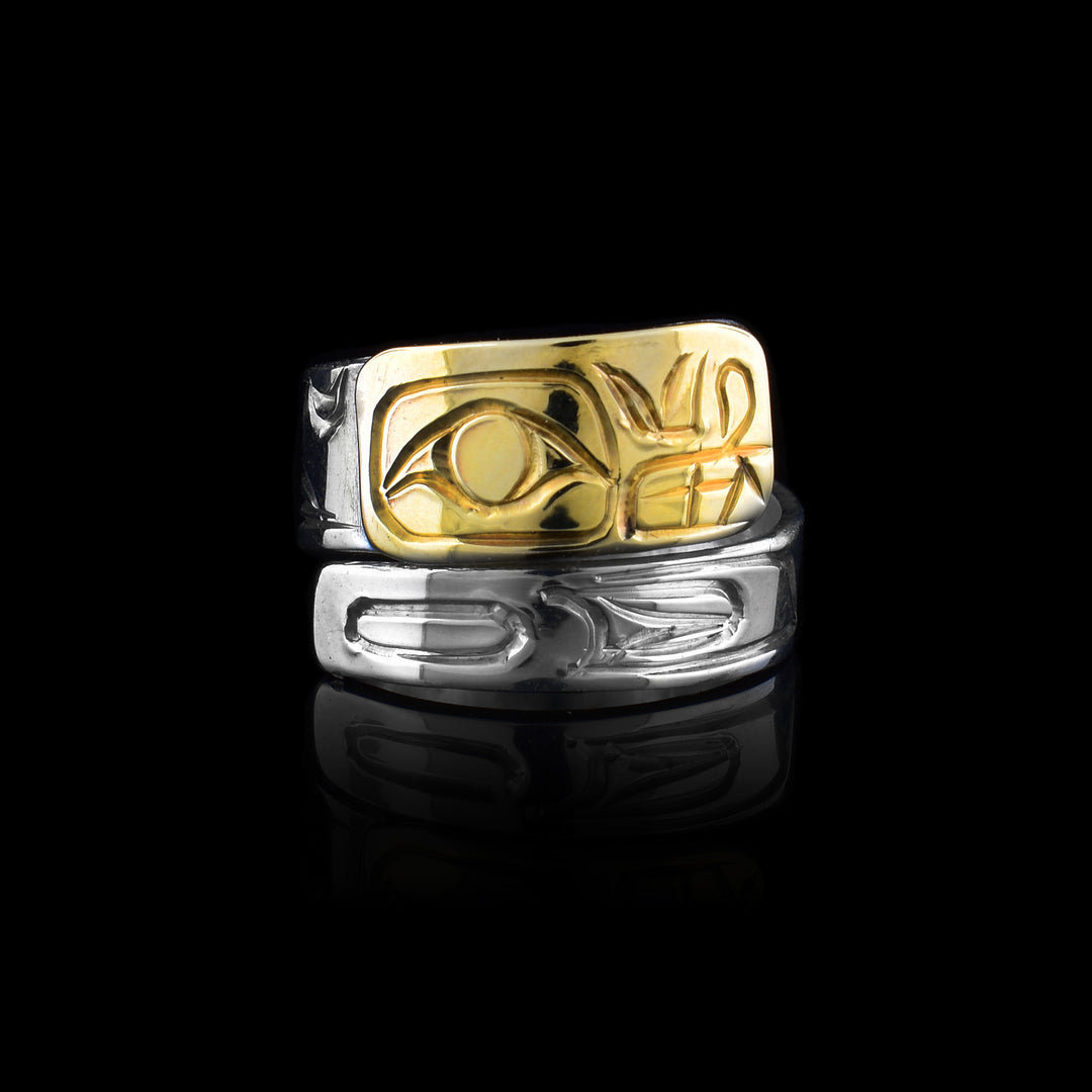 10K Gold and Sterling Silver Orca Wrap Ring