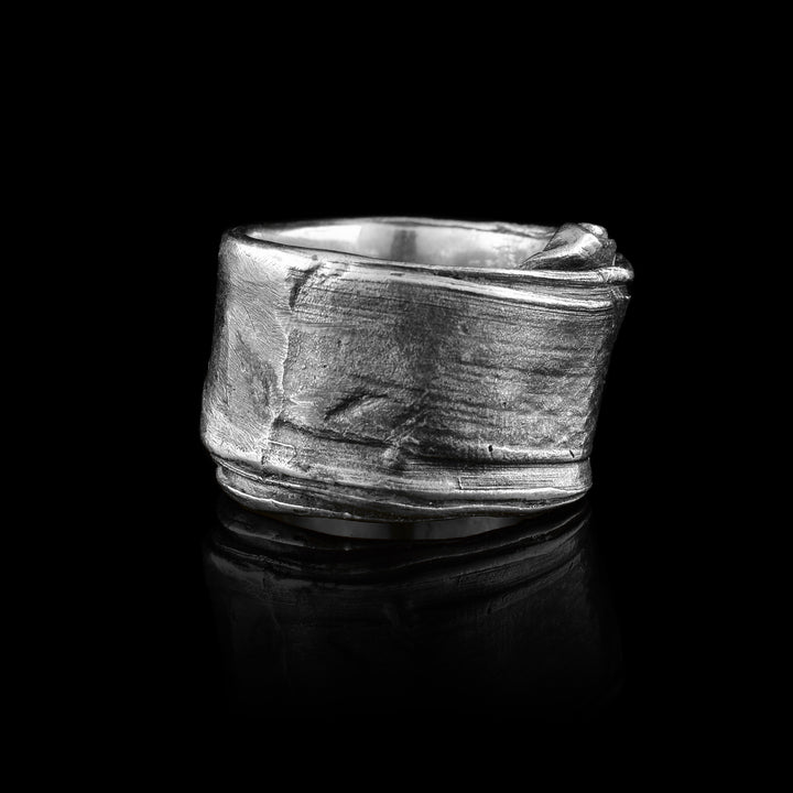 Mitsuro Silver Wide Wavy Ring Band Keum Boo Gold - Artina's Jewellery