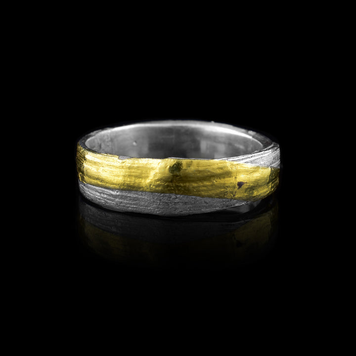 Mitsuro Thin Silver Band Ring Keum Boo Gold - Artina's Jewellery