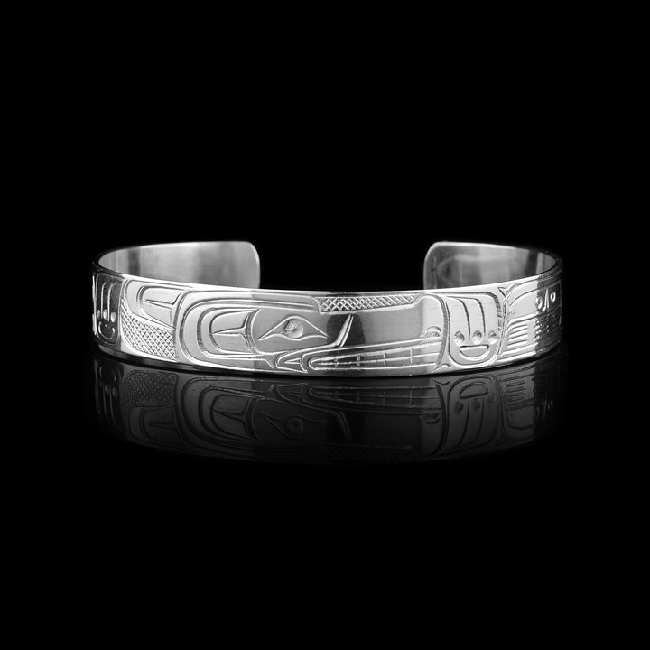 3/8 Sterling Silver Wolf Cuff Bracelet