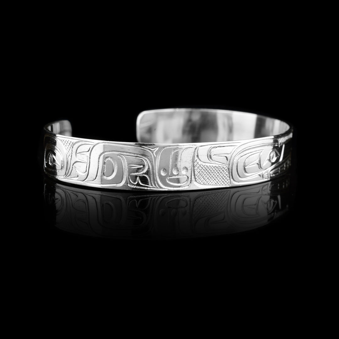 3/8 Sterling Silver Wolf Cuff Bracelet