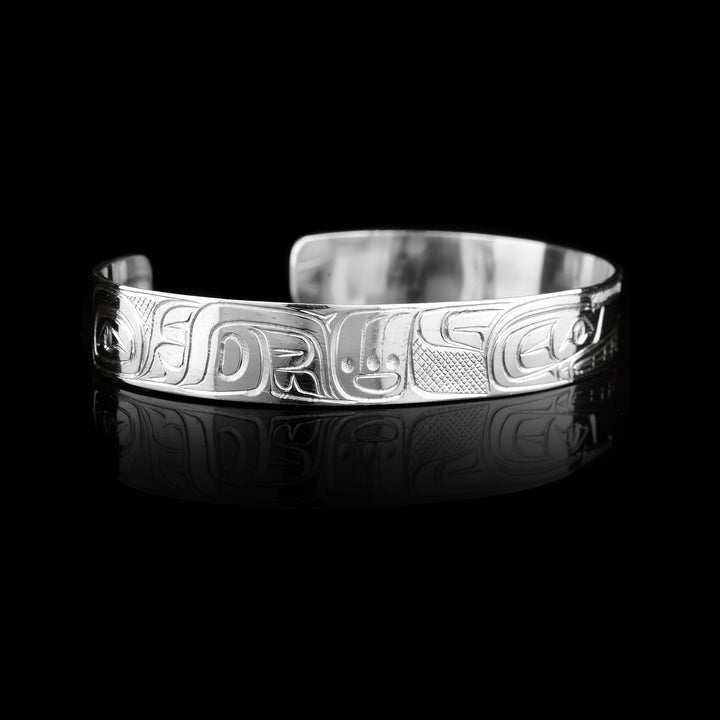 3/8 Sterling Silver Wolf Cuff Bracelet