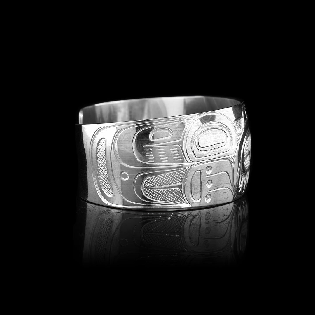1" Sterling Silver Thunderbird and Orca Cuff