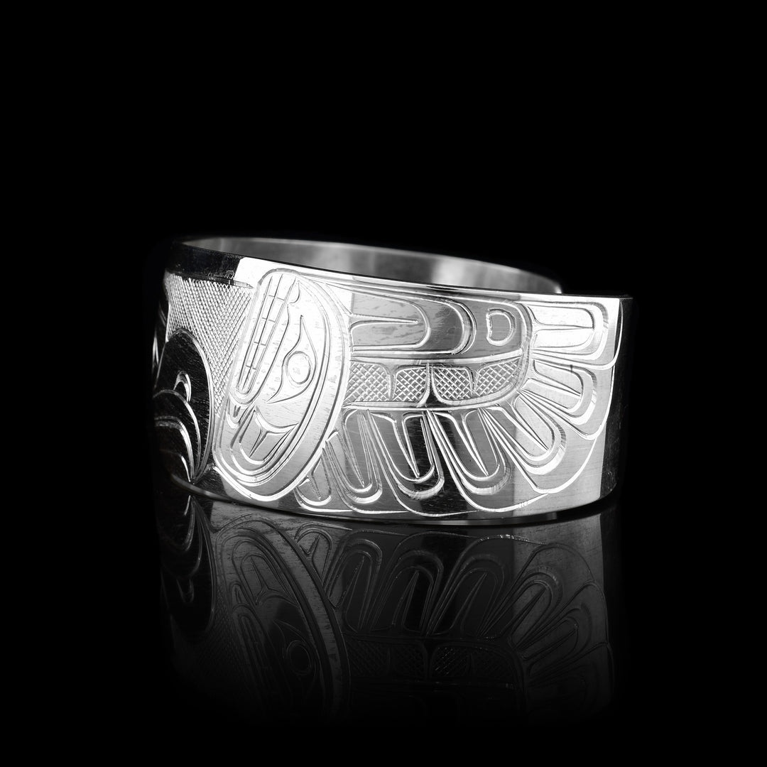 1" Sterling Silver Thunderbird and Orca Cuff