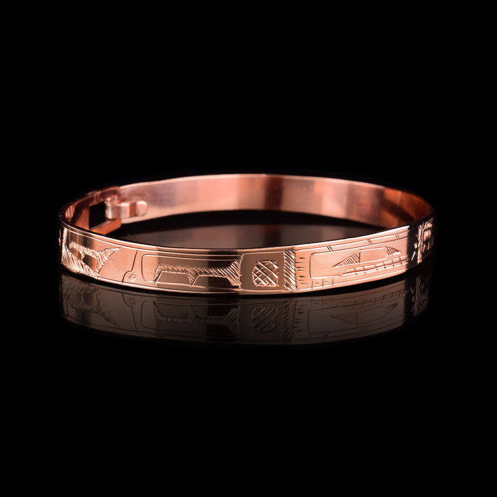 Thin 1/4" Copper Large Orca Bear Bracelet Bangle - Artina's Jewellery