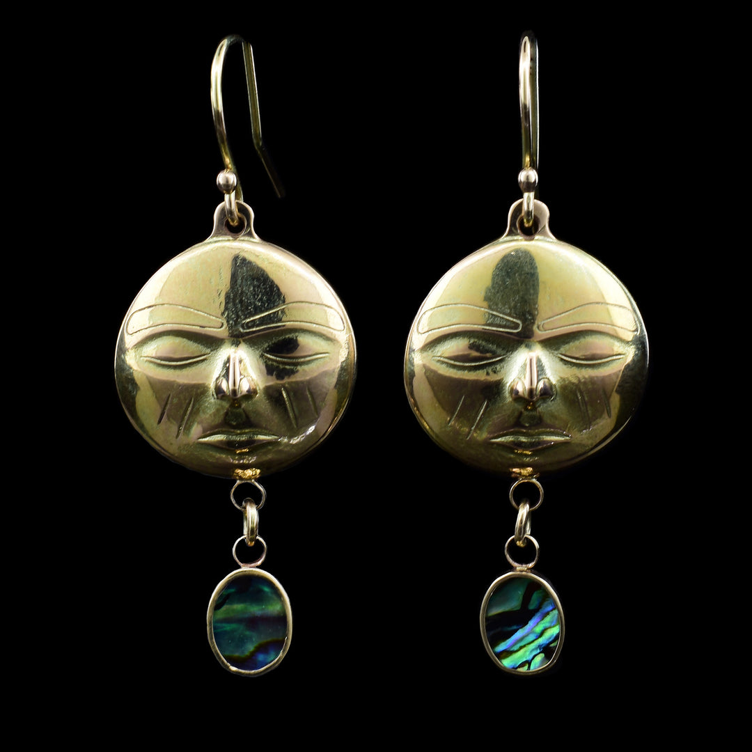 Moon 14K Gold Dangle Earrings with Abalone - Artina's Jewellery