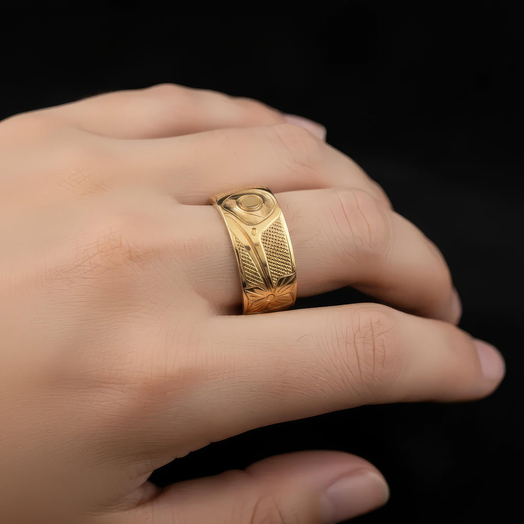 14K Gold Hummingbird Band Ring