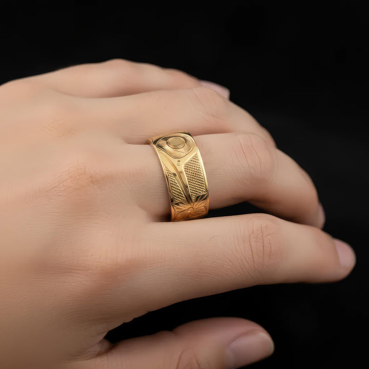 14K Gold Hummingbird Band Ring